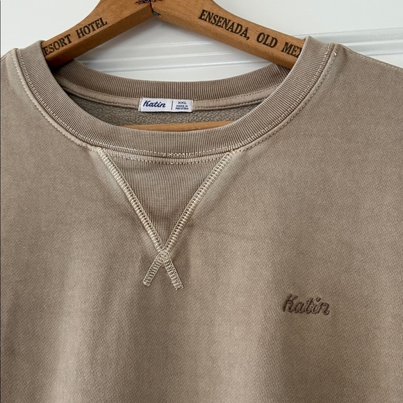 Katin Mineral-Dyed Embroidered Logo Sweatshirt in Cement XXL w MEASUREMENTS - Picture 3 of 11